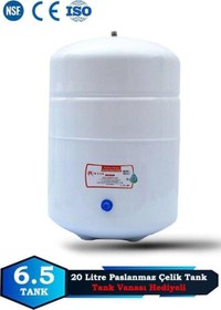 Resim Su Arıtma Cihazı Metal Genleşme Su Tankı 20 Lt NSF Belgeli Su Arıtma Deposu Tank Vanası 