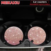 Resim Bir Çift Pu Deri Flaş Altın Bardak Altlıkları Blingbling Araba Su Bardak Pink Pu Pu 