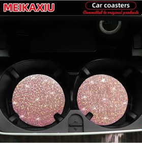 Resim Bir Çift Pu Deri Flaş Altın Bardak Altlıkları Blingbling Araba Su Bardak Pink Pu Pu 