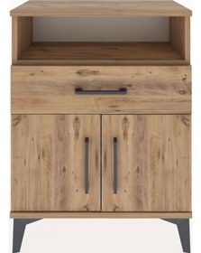 Resim Arges Komodin 2 Raflı Tek Çekmeceli 2 Kapaklı 60x30x80 Çam-çam Atlas Çam 