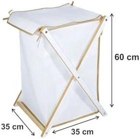 Resim HOLTECH Ahşap Kirli Çamaşır Sepeti 35x35x60 cm BEYAZ 