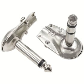 Resim 2 adet 6.35mm Sağ Açılı Tek/Çift Kanallı Gitar Fişi, 90 Derece Kol 6.5mm Büyük 2-Kablolu Ses Mikrofon Amplifikatör Bağlantısı Amplifikatörler, Bas ve Ev Ses Sistemleri için, Gitar Aksesuarları 