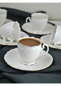 Resim 2 Kişilik 4 Parça Porselen Kahve Fincan Takımı Kahve Seti 90 Ml - Amor Beyaz 