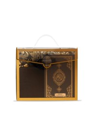 Resim Şal + Seccade + Tesbih + Kuran Hediye Seti Çanta Boy, Asetat Çanta, Siyah 