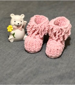 Resim Unisex Bebek Püsküllü El Örgüsü Panduf 