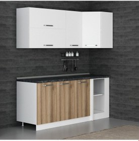 Resim Minar 195cm Köşe Mutfak Dolabı - Beyaz/dore K195-d3 