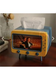 Resim Tv Şeklinde Retro Telefonluk Peçetelik Hediyelik Telefon Aksesuarları Mavi 