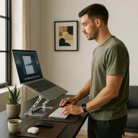 Resim Storemax Npo NVR-5035 Açı Ayarlı Ergonomik Özel 17" Masaüstü Notebook Stand Gümüş Gri 