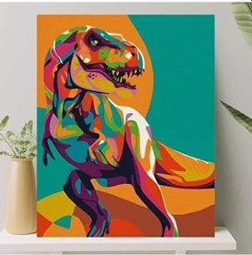 Resim Sayılarla Boyama Tuval Seti, Dinozor Temalı 40x50 Cm - 