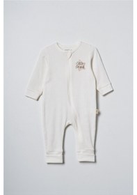 Resim Babycosy Organic Wear %100 Organik Pamuk,ribana Fermuarlı Bebek Tulum Little Prince Baskılı,uzun Kollu,yenidoğan Ve Bebek Ekru 