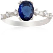 Resim Silveranka 925 Ayar Gümüş Yüzük Oval Safir Vintage Yüzük 