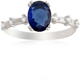 Resim Silveranka 925 Ayar Gümüş Yüzük Oval Safir Vintage Yüzük 