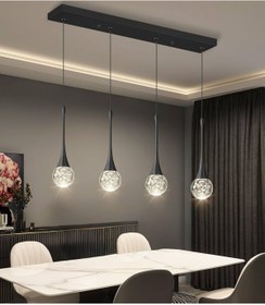 Resim Cristalin Aydınlatma Led Işıklı Modern Yemek Masası 5li Avize 