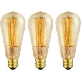 Resim Edison Flamanlı Armut ST64 Modeli Dekoratif Rustik Ampul 40 Watt E27 Duy - 3'lü Paket 