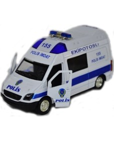 Resim Çek Bırak Metal Sesli ve Işıklı Polis Minibüsü 