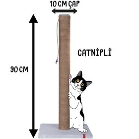 Resim 90cm Catnipli Kalın Borulu Dev Tırmalama Tahtası Gri 