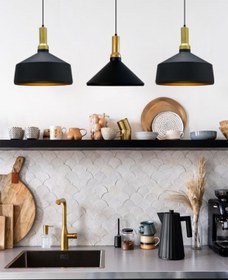 Resim Bamyum Üçlü Siyah Adfabilis Sarkıt Lamba Yemek Masası Oturma Odası Mutfak Salon Otel Showroom Kafe 