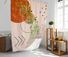 Resim Banyo Perdesi 1x180x200 Tek Kanat Duş Perdesi Halka Hediyeli Duşakabin Perdesi Bohemian 