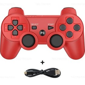 Resim Kırmızı Destek Bluetooth Kablosuz Gamepad Playstation 3 Joystick Denetleyicisi Ps3 Controle Aksesuarları Usb Pc Oyun Denetleyicisi 