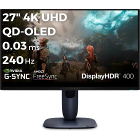 Resim Dell Alienware AW2725Q 27 3840x2160 240Hz 0.03 ms HDMI DP Type-C True Black 400 Sync QD-OLED Monitör 