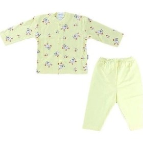 Resim Bebek Pamuklu Önden Çıtçıtlı Tavşanlı Pijama Takım-14797 Sari 
