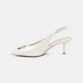 Resim Desa Kadın Beyaz Gold Tokalı Sivri Burun Topuklu Gelin Ayakkabısı 