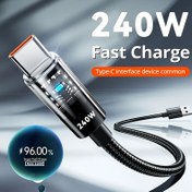 Resim 240W süper hızlı şarj Type-C veri kablosu şeffaf ve aydınlatmalı, Huawei, Xiaomi ve Apple telefonlar için uygun olup flash şarj kabloları ile tam uyumludur 