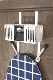 Resim Risingmaber Beyaz Kapı Arkası Ütü ve Ütü Masası Askısı, Ütü ve Ütü Masası Tutucu Organizer MT110BD 