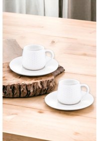 Resim 2 Kişilik Porselen Kahve Fincan Takımı Golf Desen 