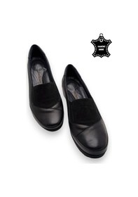 Resim Hakiki Deri Tam Ortopedik Iç Tabanlı Siyah Anne Ayakkabısı Siyah 