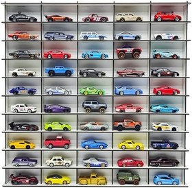 Resim Ahşap Hobi Araba Rafı Beyaz 50'li (hot Wheels uyumlu, Matchbox uyumlu) 