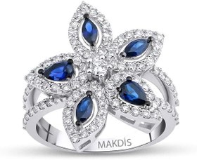 Resim 1.45 Karat Fantezi Safir Pırlanta Yüzük - HRD Sertifikalı 