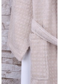 Resim Baveno Pamuk Jakarlı Bej Şalyaka Bornoz 