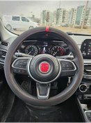 Resim Siyah Alcantara Nubuk Deri Yüzüklü Kırmızı İpli Geçmeli Direksiyon Kılıfı A Kalite Siyah 