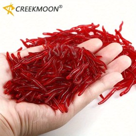 Resim 100 adet creekmoon Gerçekçi Kırmızı Solucan Yumuşak Balıkçılık Yemleri - 35mm Gerçekçi Kauçuk Toprak Solucu, Bas ve Tatlısu Balıkçılığı için Yapay Karides, Dayanıklı Poşetli Yemler 