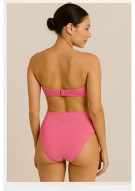 Resim Pierre Cardin Kadın Pembe Dolgulu Straplez Yüksek Bel Bikini Takım Çok Renkli 