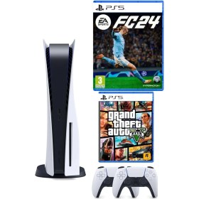 Resim Playstation 5 Diskli Oyun Konsolu - 2. Dualsense Kol - Ea Sports Fc 24 - Gta 5 Ps5 Oyun (Ithalatçı Garantili) 
