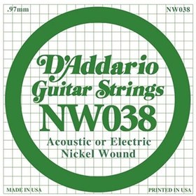 Resim D'Addario NW038 Nickel Wound Elektro Gitar Tek Tel 