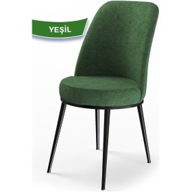 Resim Canisa Dexa Serisi, Üst Kalite Mutfak Sandalyesi, 6 Adet Haki Yeşil Sandalye, Metal Siyah Iskeletli Haki 
