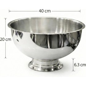 Resim Özbir Paslanmaz Çelik Punch Kase Ayaklı Şampanya Şarap ve Buz Kovası Içecek Soğutucu 40X20 cm 304 Kalite 