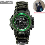 Resim Hanyang Yeşil Açık Survival Askeri Saat Su Geçirmez Çok Fonksiyonlu Hayatta Kalma Kiti Askeri Taktik Paracord Izle Pusula Spor Izle (Yurt Dışından) 