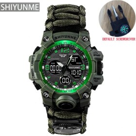 Resim Hanyang Yeşil Açık Survival Askeri Saat Su Geçirmez Çok Fonksiyonlu Hayatta Kalma Kiti Askeri Taktik Paracord Izle Pusula Spor Izle (Yurt Dışından) 