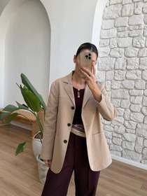 Resim Bej Süet Blazer Ceket 