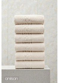 Resim 6'lı Rita Ekru El Havlusu - 50x90 Cm, 240gr, %100 Pamuk, Spa Ve Otel Havlusu, Günlük Kullanıma Uygun Ekru 