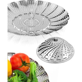 Resim Soillium Paslanmaz Çelik Buharlı Pişirici Katlanır Buharda Pratik Sağlıklı Sebze Pişirici Haşlayıcı Haşlama Sepeti Aparatı 