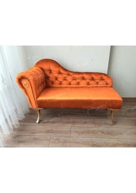 Resim Dekoratif Bihter Koltuk Josefin Puf 110 Cm Gold Ayak Turuncu 