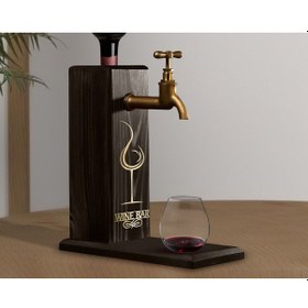 Resim Bk Gift Aynalı Altın Kabartma Musluklu Doğal Siyah Ebony Ahşap Şarap Standı, Home Bar, İçecek Dispenseri, Ahşap İçecek Çeşmesi-15 