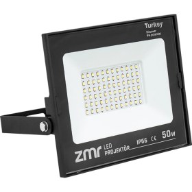 Resim Zmr 302/S 50 Watt - 220 Volt 6500K IP66 150* Işık Açısı Siyah Slim Kasa LED Projektör 