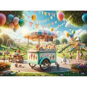 Resim Venspor Renkli Balonlar ve Dondurma Standı Temalı Arkaplan, 200x150cm, Fon, Duvar Örtüsü 