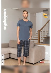 Resim Aydoğan Erkek Civan Modal Bermuda Mavimsi Gri Pijama Takım 0029 Petrol 